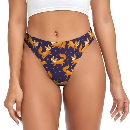 Thongs for Women - Stars and Fox Cute No Show Seamless Womens Thongs Underwear  Stretch G String Thongs for Women  Ladies Breathable Kawaii Thong Bikini Panties Briefs