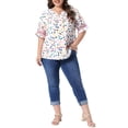 thumbnail image 2 of Agnes Orinda Women's Plus Size Blouses Pin Dots V Neck Ruffle Short Sleeve Spring Summer Boho Tops 3X Colorful Polka Dots, 2 of 6