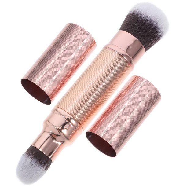 unbranded Brocha Doble Para Maquillaje En Oro Rosa Ideal Para Base Y Corrección Facial