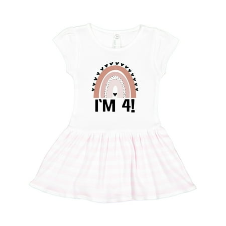 

Inktastic 4 Year Old Boho Rainbow 4th Birthday Gift Toddler Girl Dress
