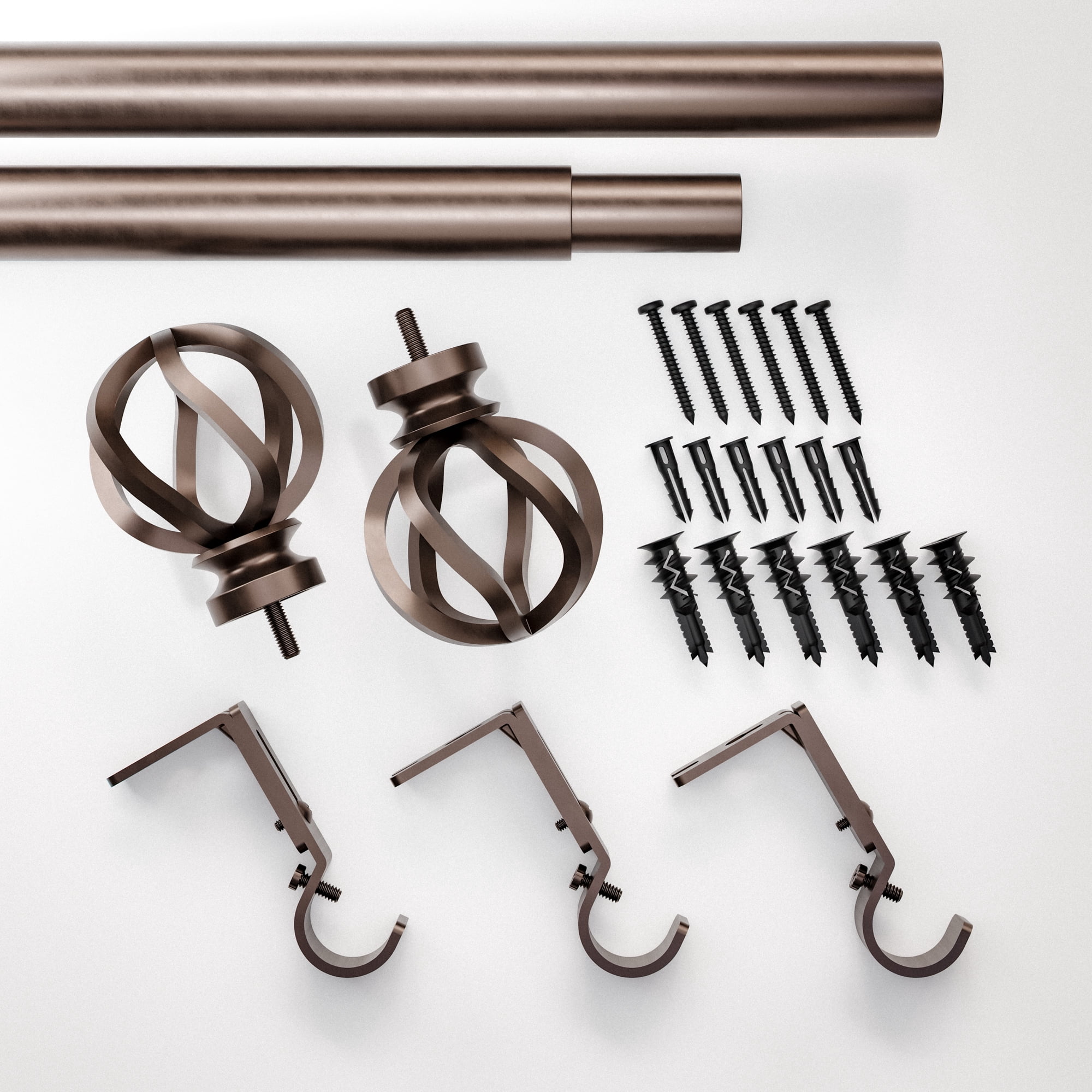 Better Homes & Gardens 1" Oil Rubbed Bronze Cage Adjustable Single Curtain Rod Set, 120"-180"