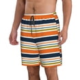 thumbnail image 2 of Naloa Colorful Pastel Stripes Men's Beach Shorts, Surfing shorts, Swim trunks, Quick Dry Swim Trunks for Surfing Beach Fun - Large, 2 of 9