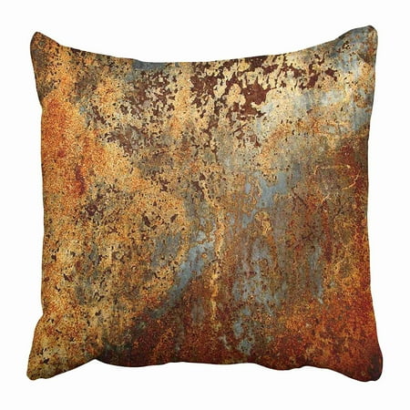 Steel Wall Case ECCOT Brown Rust Colorful Metal Rusty Steel Iron Structure Wall Door Pillow Case Pillow Cover 16x16 inch ()