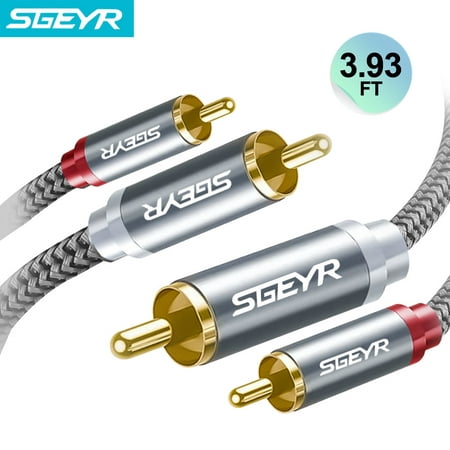 SGEYR 2 Male RCA Cord Audio Cable Stereo Subwoofer Auxiliary for Home Theater,HDTV,Amplifiers(3.93FT)