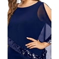thumbnail image 3 of DYMADE Women Plus Size Sexy Sequin Elegant Short Chiffon Prom Dress, 3 of 4