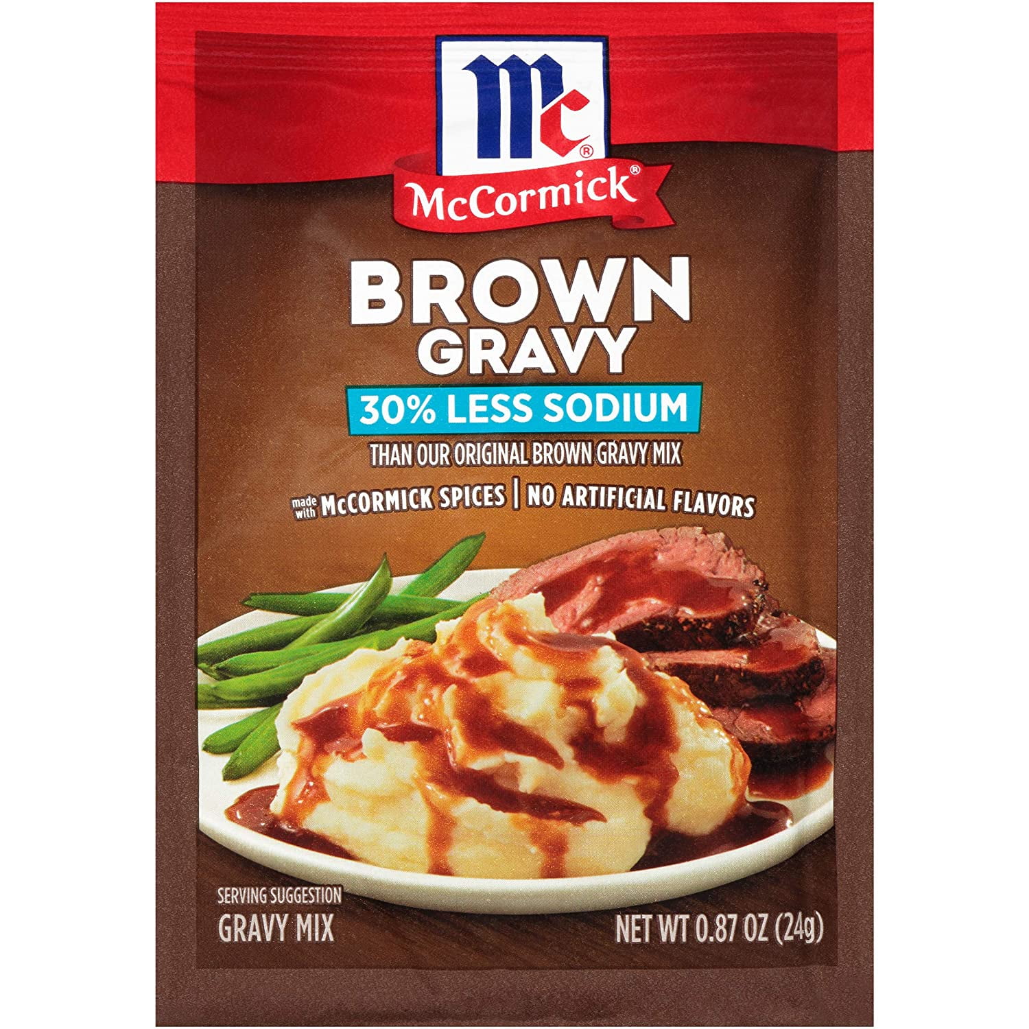 Mccormick 30% Less Sodium Brown Gravy Mix, 0.87 Oz, Pack Of 12