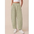 thumbnail image 5 of PRETTYGARDEN Plaid Barrel Pants Women Summer Casual Loose Wide Leg Lounge Gingham Trousers Spring Fashion Beach Bottoms, 5 of 9