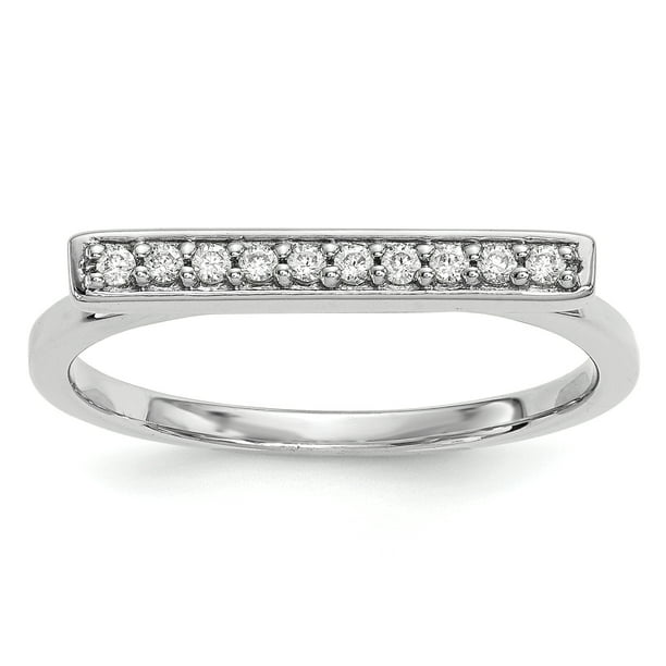 14k White Gold Diamond Bar Ring