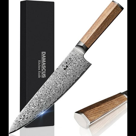 

Damascus Chef s Knife Vg-10 Damascus Steel 67 Layers Professional Kitchen Knife 8 Inches Full Tang Ergonomic Natural Wood Handle Razor Sharp Kitchen Knife With Gift Box