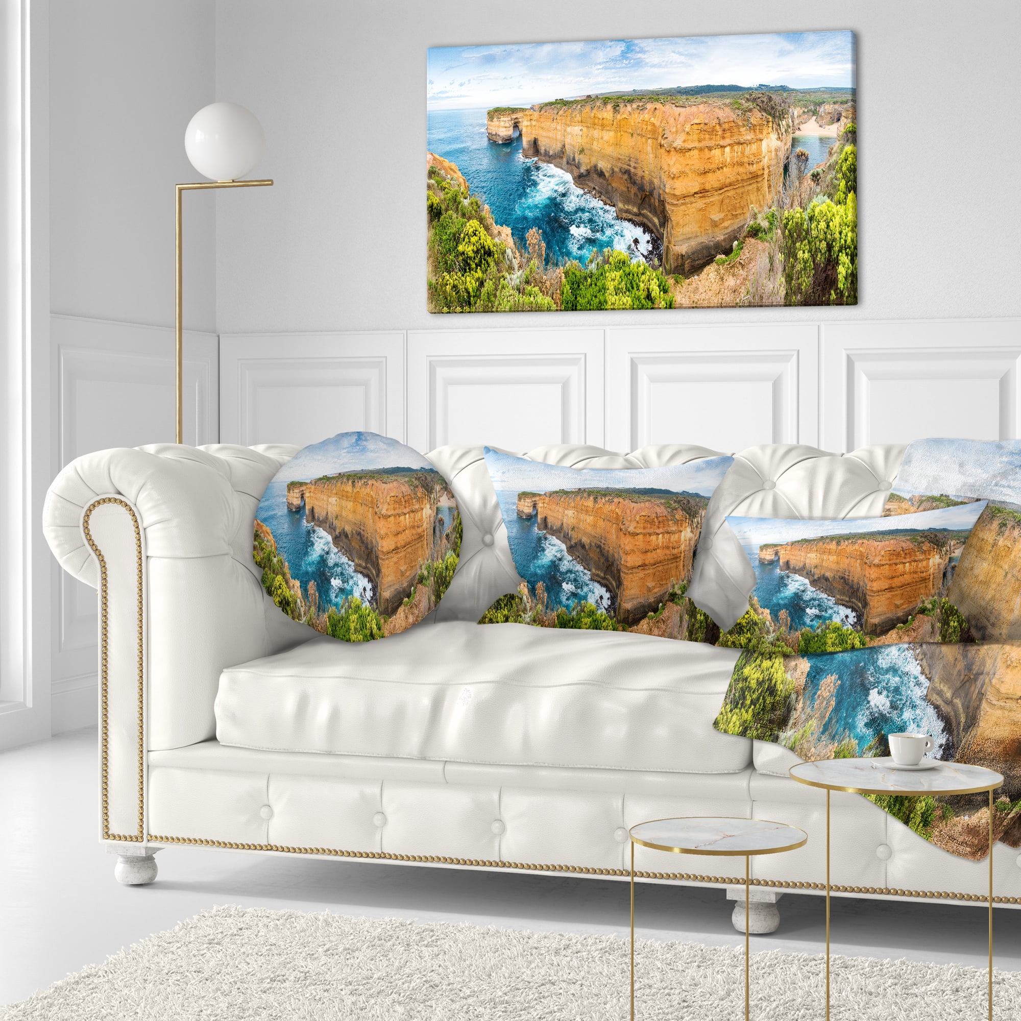 Designart 12" x 20" Blue Polyester Throw Pillow