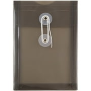 JAM Plastic Envelopes, 4.3x6.3, 12/Pack, Grey, Button String, Open End
