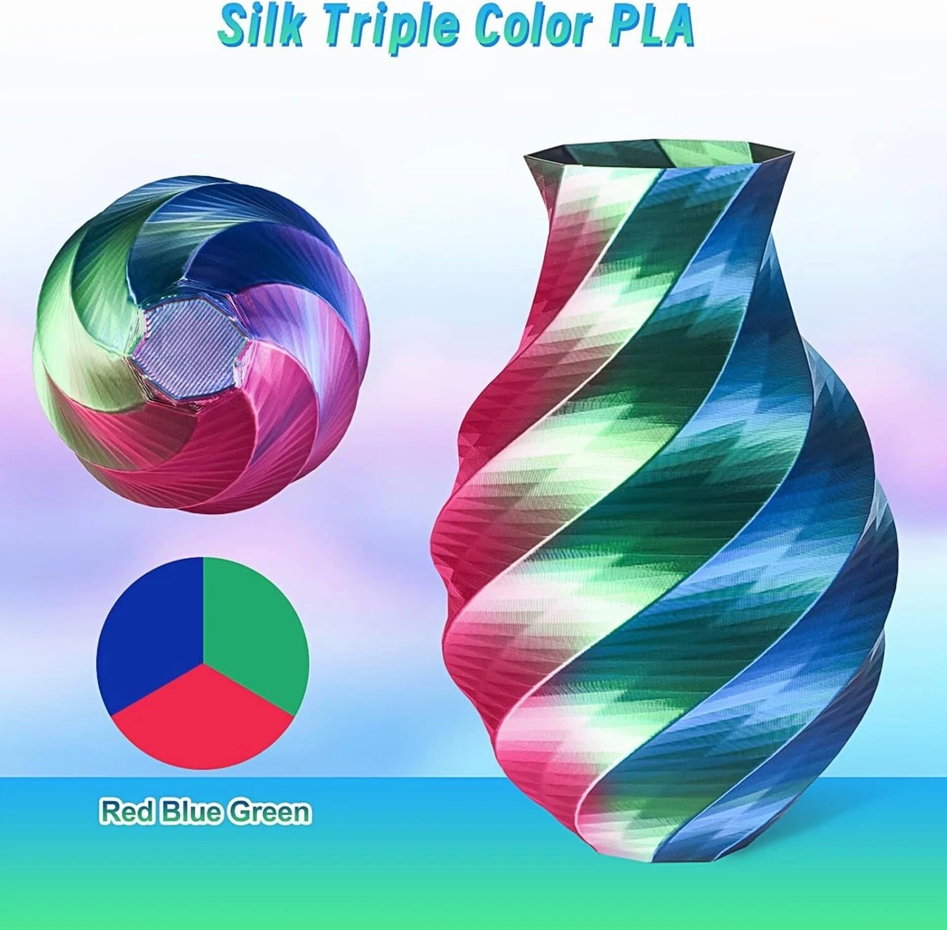 CIRCLE- Eryone Silk Tri Color Pla Filament 3D Printer 1.75Mm +/- 0.03Mm Multicolor Fi...