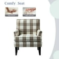 thumbnail image 4 of Upholstery Armchair Accent Chair Sofa Couch Wood Legs Nailhead Trim Home Living Room Bedroom Plaid Grey White, 4 of 11