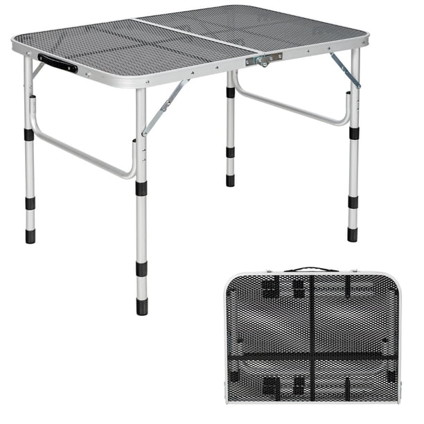 Mesa Plegable de Camping Costway Plata Regulable en 4 Alturas Estructura en Aluminio Ligera