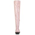 thumbnail image 2 of BLISSFUL STEP Women's Round Toe Block Heel Over Knee High Boots Bling Pink 9, 2 of 7