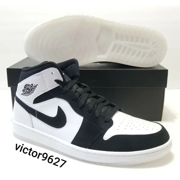 Ni - ke Size 13 Ni - ke Air Jordan 1 Mid SE AJ1 Black White Diamond Shorts DH6933-100 Mens