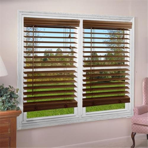 DEZ Furnishing QADO350360 2 in. Faux Wood Blind, Dark Oak 35 W x 36 L