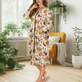 thumbnail image 2 of FOR U DESIGNS Cardinal Pumpkin Pattern Womens Nightgown Lightweight House Dresses for Women with Pockets, Soft Zip Up Long Sleeve Duster Robe Fall Home Decor Mumu Dress, XL, 2 of 8
