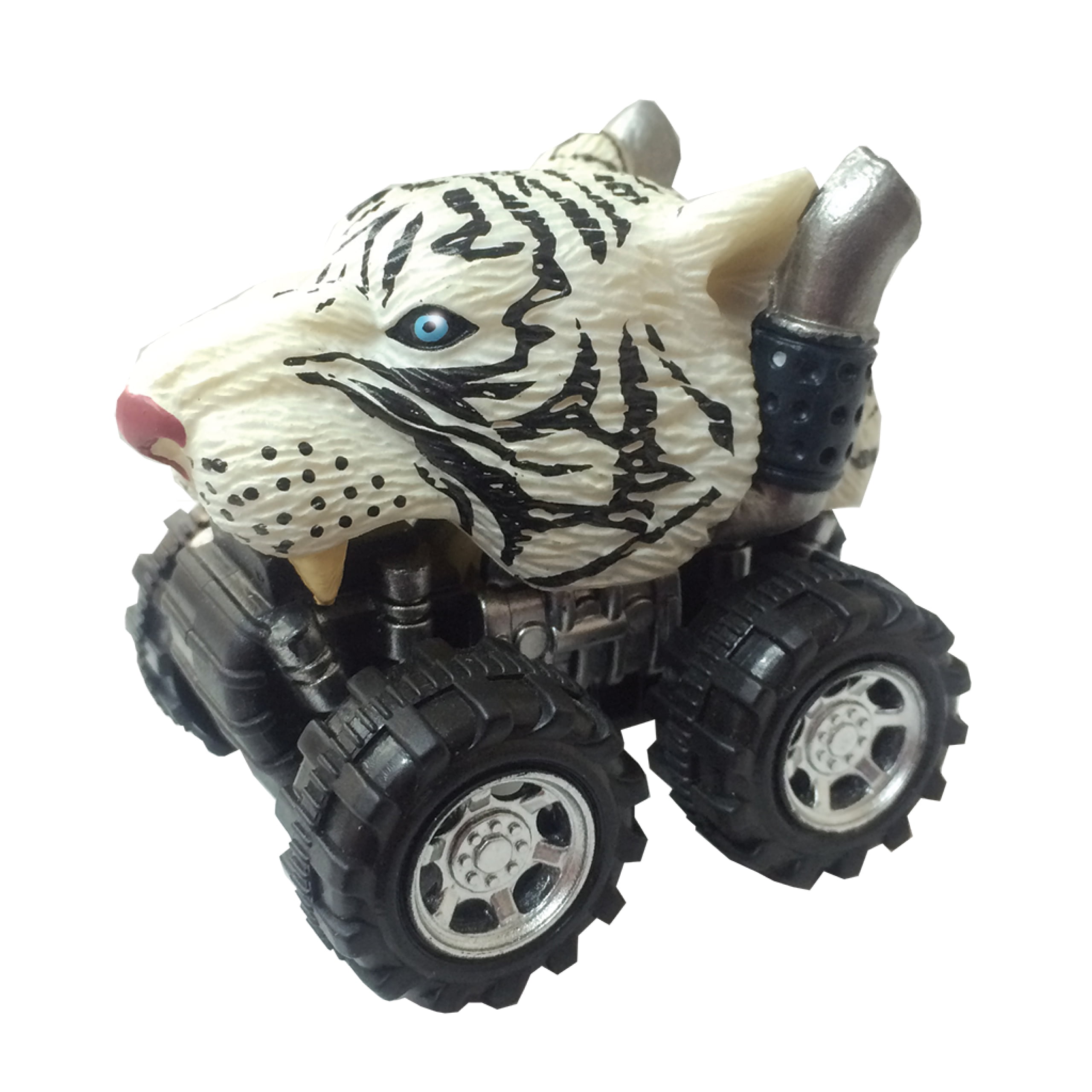 Wild Zoomies White Tiger from Deluxebase. Friction powered monster truck toys with cool animal