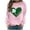 Pink, variant on Guzom St. Patrick's Day Womens Crew Neck Sweatshirt - Army Green Four-Leaf Clover Green Heart Graphic Soft 100% Polyester Loose Fit S-XXL,Size M