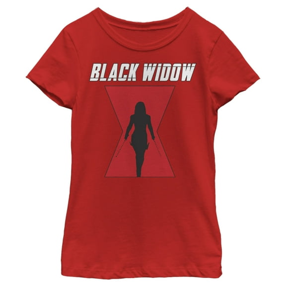 Girl's Marvel Black Widow Hourglass Silhouette  Graphic Tee Red Medium