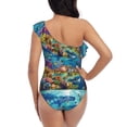 thumbnail image 5 of Gukieu Sea World Print One-shoulder Ruffled One-piece Swimsuit with Removable Chest Pads and Tummy-control Swimsuit for Women-X-Large, 5 of 6