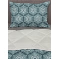 thumbnail image 3 of Abstract Comforter & Sham Bedding Set, Growth Rings Themed Bullseye Style Hand Drawn Circles and Hexagons, 3 pcs Duvet Set Microfiber Filling Quilt, 5 Sizes, Dark Teal and Pale Blue, by Ambesonne, 3 of 4