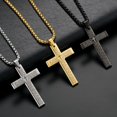 thumbnail image 3 of Stainless Steel Lord's Prayer Cross Pendant Necklaces for Men Women Cross Necklace With 24 Inches Stainless Steel Link Chain Bible Verse Jewelry Gift, 3 of 9