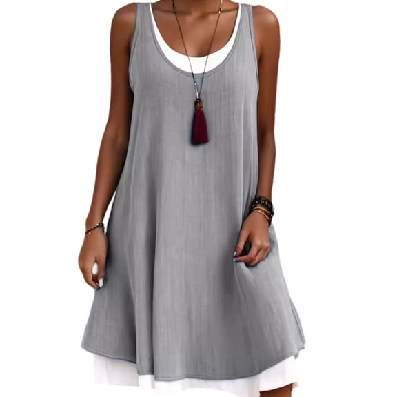 Royisotas Womens Loose Dresses Denim Sundresses Casual Sleeveless Boho Dress for Women Beach
