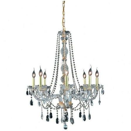 8 Light Chandelier-34 inches Tall and 28 inches Wide-Clear Crystal Color-Gold Finish Bailey Street Home 390-Bel-5048144