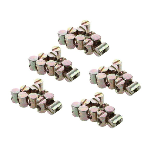 50Pcs M6 Barrel Bolts Cross Dowel Slotted Furniture Nut for Beds Crib Chairs