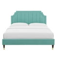 thumbnail image 6 of Modway Sienna Performance Velvet Twin Platform Bed in Mint, 6 of 10
