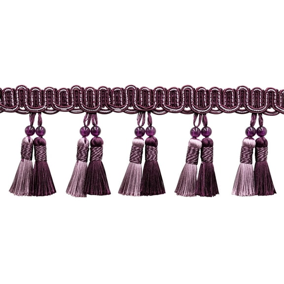 4" (10cm) Noblesse Collection Elegant Beaded Tassel Fringe | Fringe Trim # BTFH4,, Luscious Lavenders #2927 (Lavender Purple, Dark Purple, Light Purple) Sold By The Yard (36"/3 ft/0.9m)