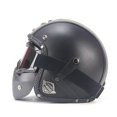 thumbnail image 1 of Casco abierto vintage de cuero sintético 3/4 para motocicleta y bicicleta con máscara protectora, 1 of 5