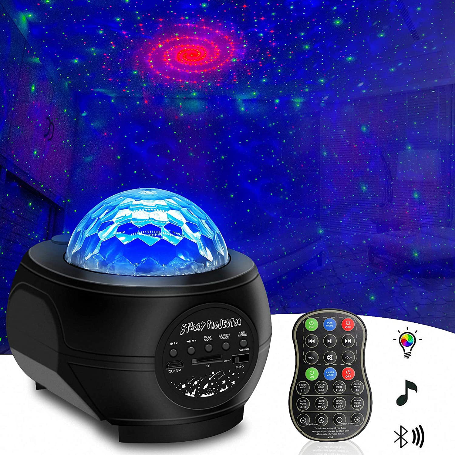 LNKOO Star Night Light Projector, Remote Control Ocean Wave LED Star