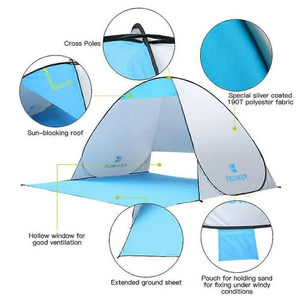 70.9x59x43.3 Inch Automatic Instant Pop-up Beach Tent Anti UV Sun Shelter Cabana for Camping Fishing Hiking Picnic