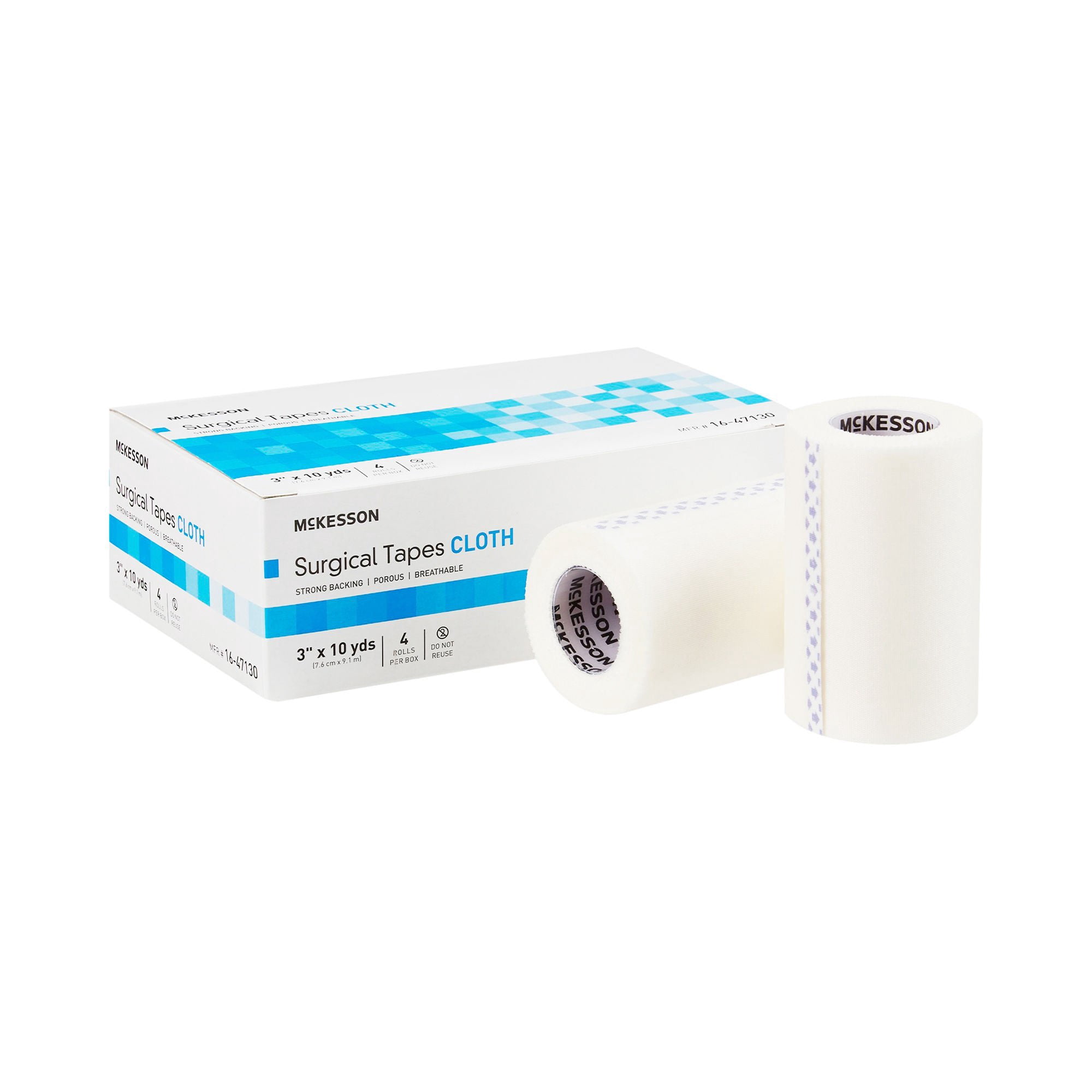 McKesson Silk Cloth Medical Tape - Hypoallergenic Surgical Tape, 3 in x 10 yd, 4 Rolls, 1 Pack
