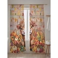 thumbnail image 2 of Sheer Curtains 84 inches Long 2 Panels Set Thanksgiving Highland Cow Fall Pumpkin Fruit Harvest Wood Tiers Sheers Rod Pocket Small Window Short Curtains for Kitchen Cafe, Each 52" W x 84" L, 2 of 7