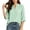 Green, variant on Womens Tops Solid Color Mandarin Collar Half Placket Blouse 3/4 Sleeve Loose Fit Casual Shirts S-2XL