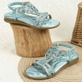 thumbnail image 4 of Gubotare Toddler Sandals Girls Girls Casual Sandals Summer Flat Open Toe Shimmer Shoes Strap Ankle Sandals with Back Zipper for Little Kids Big Kids Size 11.5 (Blue,Little Kids 11.5), 4 of 9