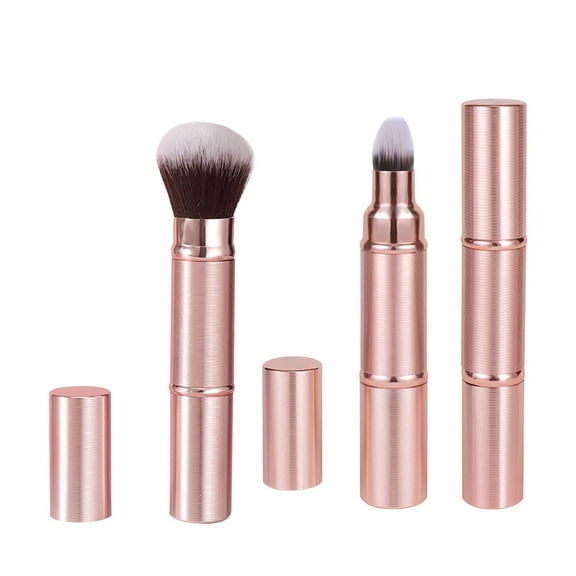 Retractable Makeup Brush,Double Head Foundation Powder Brush Make-up,Travel Concealer Makeup Brush with Cover,Suitable for all Facial Fosmetics & Liquid Foundation,Face Cream & Foundation Make-up