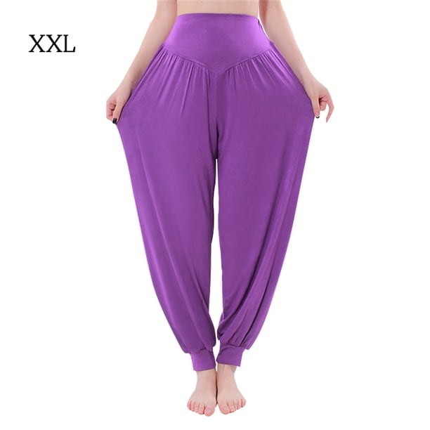 Qarigey Mujer Elástico Cintura Alta Pierna Ancha Yoga Jogging Pantalones Prendas para la parte inferior del cuerpo Púrpura XXL Qarigey AP002221-24