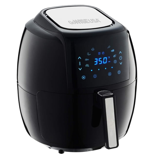 GoWISE USA - Freidora de aire digital 8 en 1 de 1700 vatios y 5.8 cuartos con libro de recetas, color negro