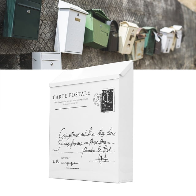 Wall Mounted Rustic Style Iron Mailbox with Lock, Durable and Weatherproof, 3 Hooks for Home Office Suggestion Box