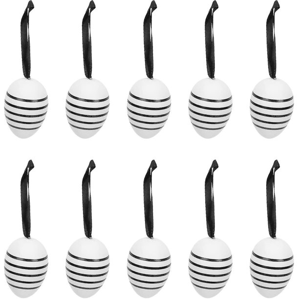 Adorno colgante de huevo de Pascua, decoración de Pascua, huevos colgantes de Pascua en blanco y negro, 30 Uds.)
