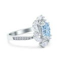 thumbnail image 2 of Natural Aquamarine Size-7 Oval Vintage Style Cocktail Ring Floral Cluster Marquise CZ Wedding Engagement Ring 925 Sterling Silver Gifts For Her, 2 of 6