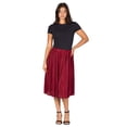 thumbnail image 5 of Women's 24Seven Comfort Apparel Elegant Accordion Pleated Elastic Waistband Party Midi Skirt Color: Hunter Size: MEDIUM, 5 of 10