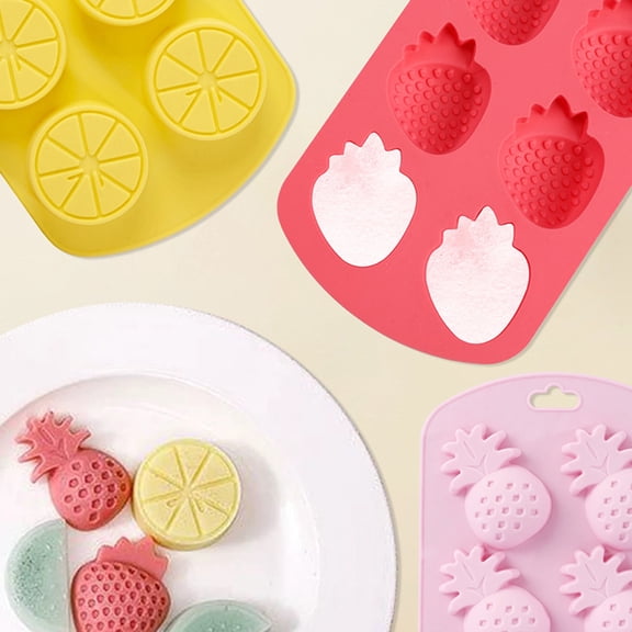 Clearance Under $1 Fruit Shaped Silicone Ice Mold – 3D Watermelon & Strawberry Ice Cube Tray (Yellow)