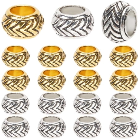 160Pcs 2 Colors Iron European Beads Large Hole Beads Rondelle Mixed Color 7x4.5mm Hole: 4.2mm 80pcs/color for DIY