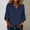 Blue, variant on Womens Linen T Shirts Casual Solid Color 3/4 Sleeve Tops Drop Shoulder Loose Blouses for Women Summer White